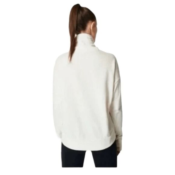 Sweaty Betty Harmonise Luxe Fleece Pullover Sweatshirt Ivory Knit Cowl Neck Long - Picture 5 of 9